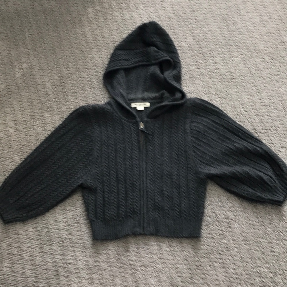 Cropped Hooded Zip Sweater